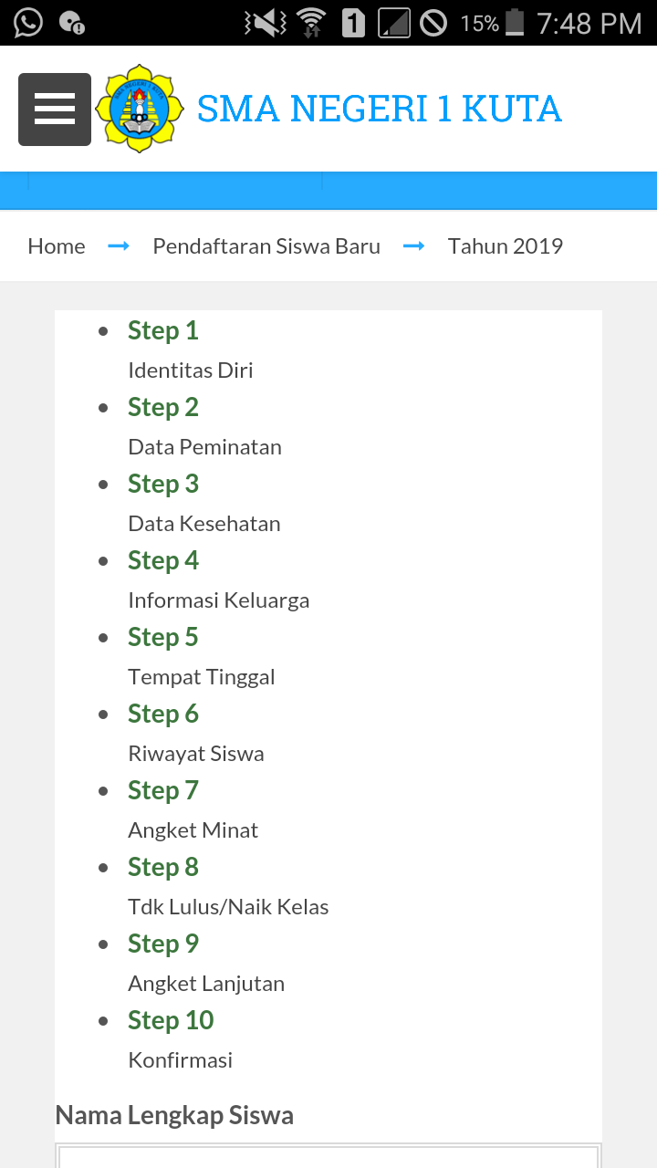 Pengisian data peserta didik baru